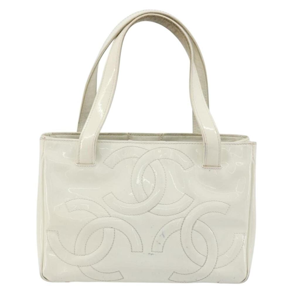 Chanel Patent Leather Triple Coco Handbag White